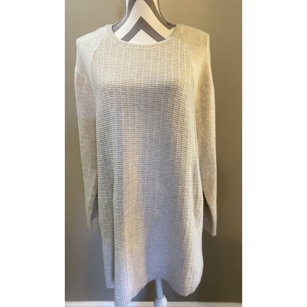 J Jill Sweater Womens Size Large Heathered Cream Pullover Oversized Round Neck